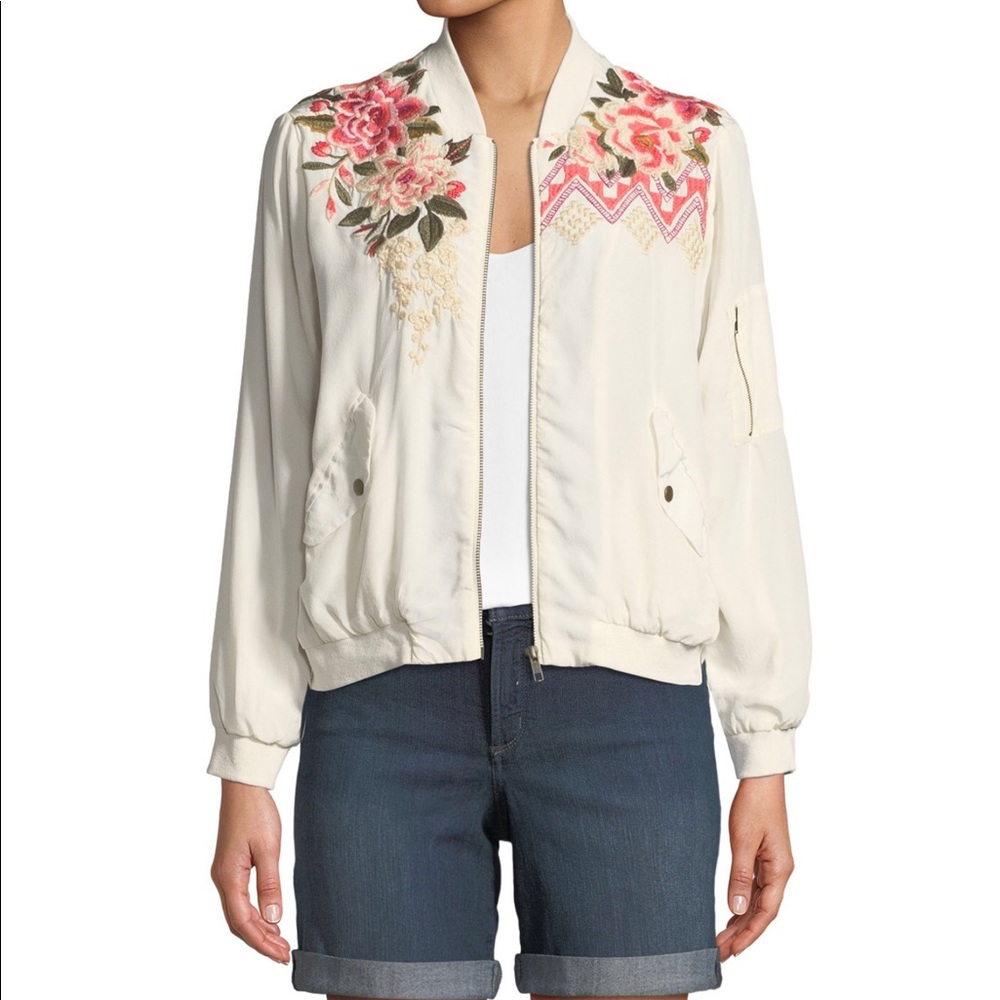 Johnny Was Workshop Parnaz Silk Floral Bomber
